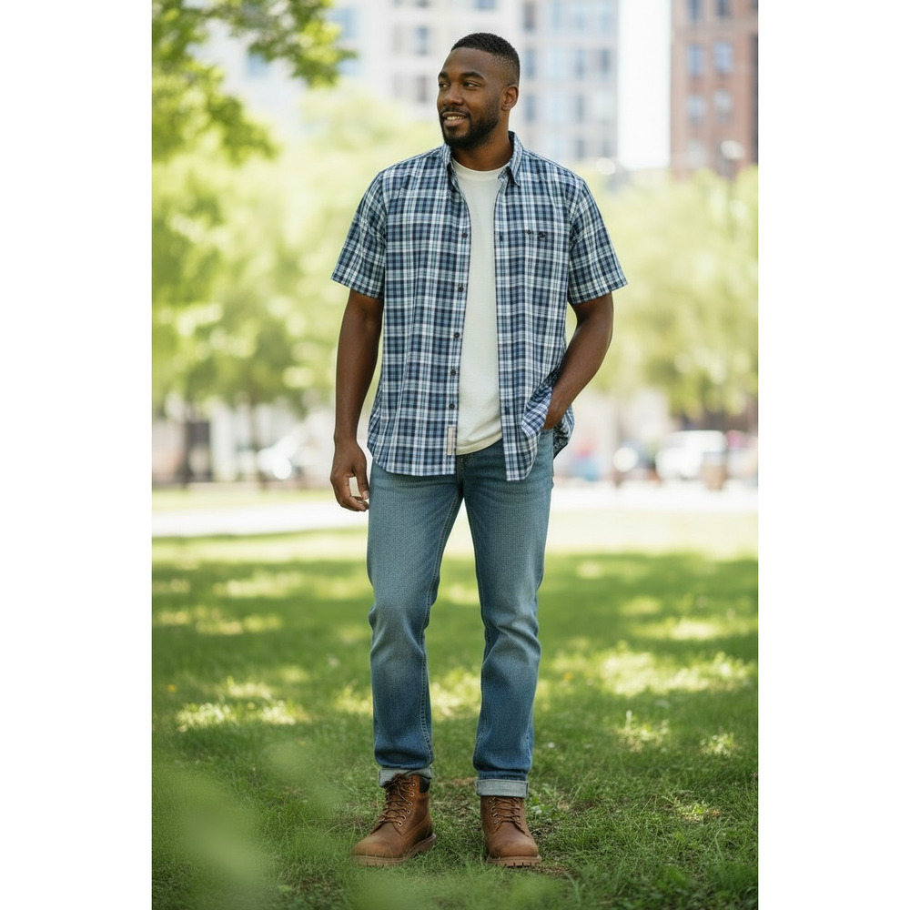 Timberland PRO Men's Plotline SS Moisture Wicking Work Shirt Size: Large  Navy